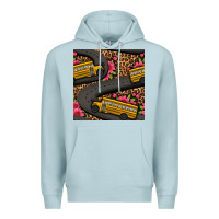 Blue Mist flower leopard school bus seamless pattern Premium Hoodie - BundleAndBundleShop