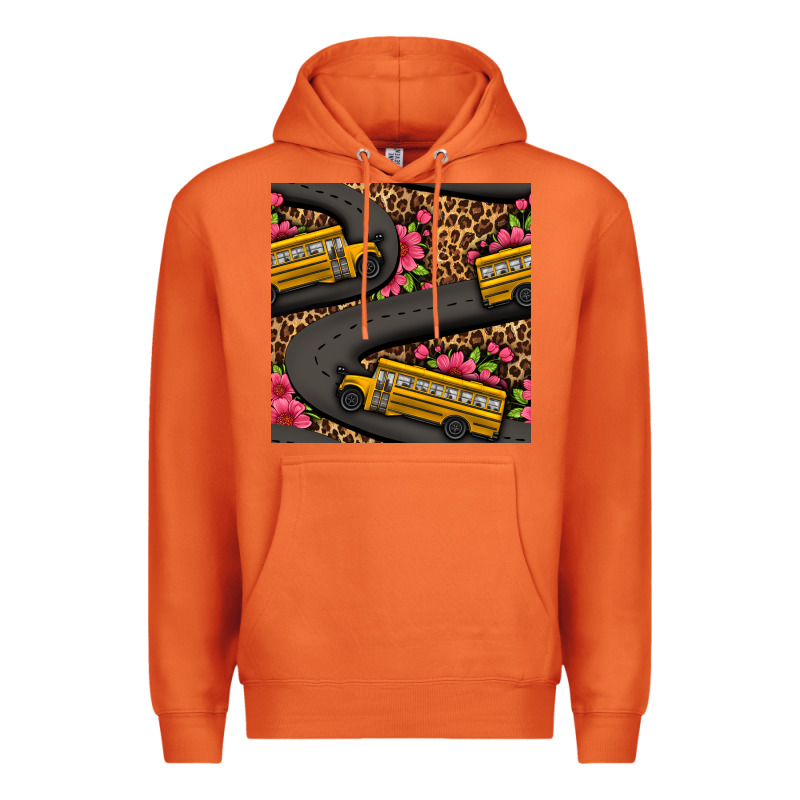 Flower Leopard School Bus Seamless Pattern Premium Hoodie by BundleAndBundleShop | Teevron