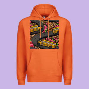 Flower Leopard School Bus Seamless Pattern Premium Hoodie Designed By Bundleandbundleshop