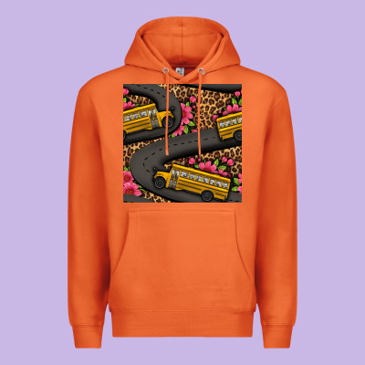 Flower Leopard School Bus Seamless Pattern Premium Hoodie Designed By Bundleandbundleshop