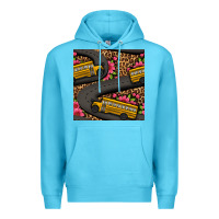 Ocean Blue flower leopard school bus seamless pattern Premium Hoodie - BundleAndBundleShop
