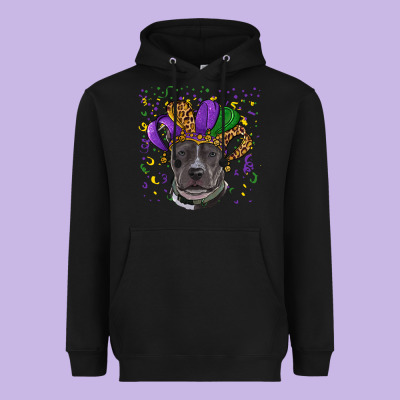 Heavyweight Hoodie mardi gras pitbull