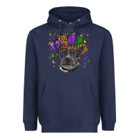 Navy mardi gras pitbull Heavyweight Hoodie - RanaPortraitStore