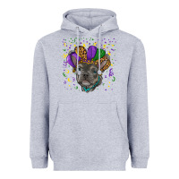 Heather Grey mardi gras french bulldog Heavyweight Hoodie - RanaPortraitStore
