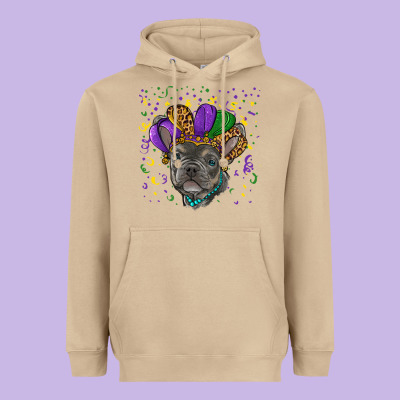 Heavyweight Hoodie mardi gras french bulldog