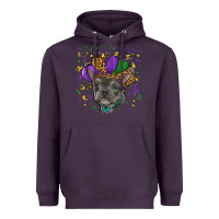 Plum mardi gras french bulldog Heavyweight Hoodie - RanaPortraitStore