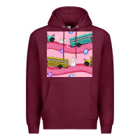 Burgundy easter school bus seamless pattern Premium Hoodie - BundleAndBundleShop