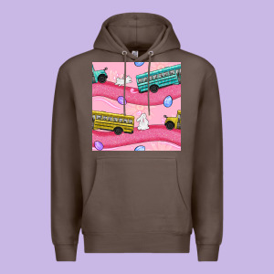 Easter School Bus Seamless Pattern Premium Hoodie Designed By Bundleandbundleshop