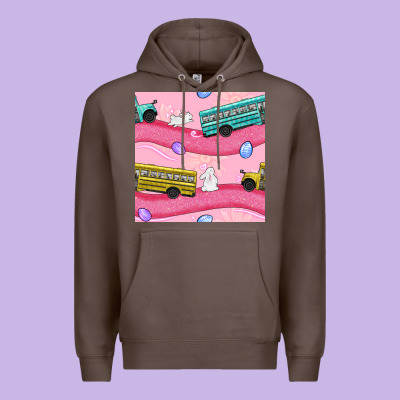 Easter School Bus Seamless Pattern Premium Hoodie Designed By Bundleandbundleshop