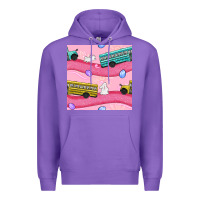 Purple easter school bus seamless pattern Premium Hoodie - BundleAndBundleShop