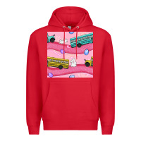 Red easter school bus seamless pattern Premium Hoodie - BundleAndBundleShop