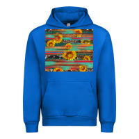 Cobalt sunflower serape wood and cowhide Urban Hoodie - Artiststas