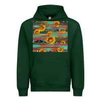 Forest Green sunflower serape wood and cowhide Urban Hoodie - Artiststas