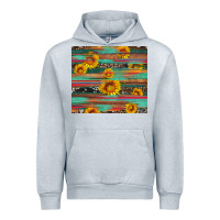 Heather Grey sunflower serape wood and cowhide Urban Hoodie - Artiststas