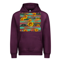 Mauve Wine sunflower serape wood and cowhide Urban Hoodie - Artiststas
