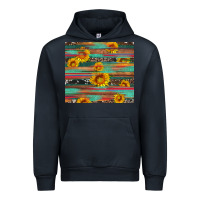 Navy sunflower serape wood and cowhide Urban Hoodie - Artiststas