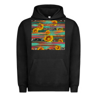 Pigment Black sunflower serape wood and cowhide Urban Hoodie - Artiststas
