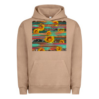 Pigment Burro sunflower serape wood and cowhide Urban Hoodie - Artiststas