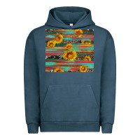 Pigment Midnight Navy sunflower serape wood and cowhide Urban Hoodie - Artiststas