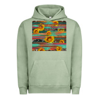 Pigment Oil Green sunflower serape wood and cowhide Urban Hoodie - Artiststas