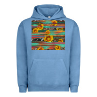 Pigment Pebble Blue sunflower serape wood and cowhide Urban Hoodie - Artiststas