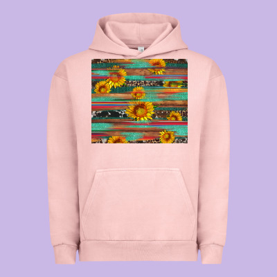 Sunflower Serape Wood And Cowhide Urban Hoodie Designed By Artiststas