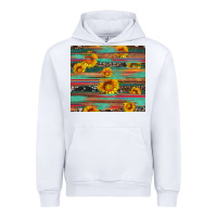 White sunflower serape wood and cowhide Urban Hoodie - Artiststas