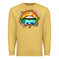 Antique Gold rainbow lips Premium Sweatshirt - Zillion Design Studio
