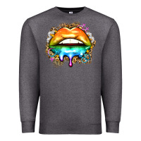 Charcoal Heather rainbow lips Premium Sweatshirt - Zillion Design Studio