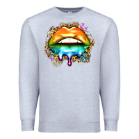 Heather Grey rainbow lips Premium Sweatshirt - Zillion Design Studio