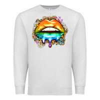 Oatmeal Heather rainbow lips Premium Sweatshirt - Zillion Design Studio