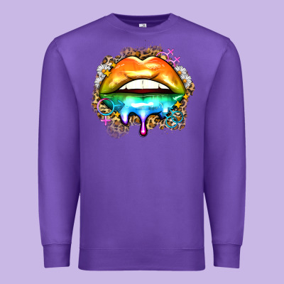 Rainbow Lips Premium Sweatshirt Designed By Zillion Design Studio