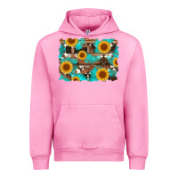 Fuchsia Pink sunflower and cowhides with wood and turquoise background Urban Hoodie - Artiststas