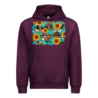 Mauve Wine sunflower and cowhides with wood and turquoise background Urban Hoodie - Artiststas