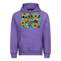 Tulip sunflower and cowhides with wood and turquoise background Urban Hoodie - Artiststas