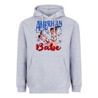 Heather Grey American babe 4th july Heavyweight Hoodie - texasbilliewilder
