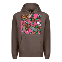 Coffee Medicines And Pills Seamless Pattern Premium Hoodie - BundleAndBundleShop