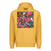 Mustard Medicines And Pills Seamless Pattern Premium Hoodie - BundleAndBundleShop