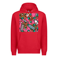 Red Medicines And Pills Seamless Pattern Premium Hoodie - BundleAndBundleShop