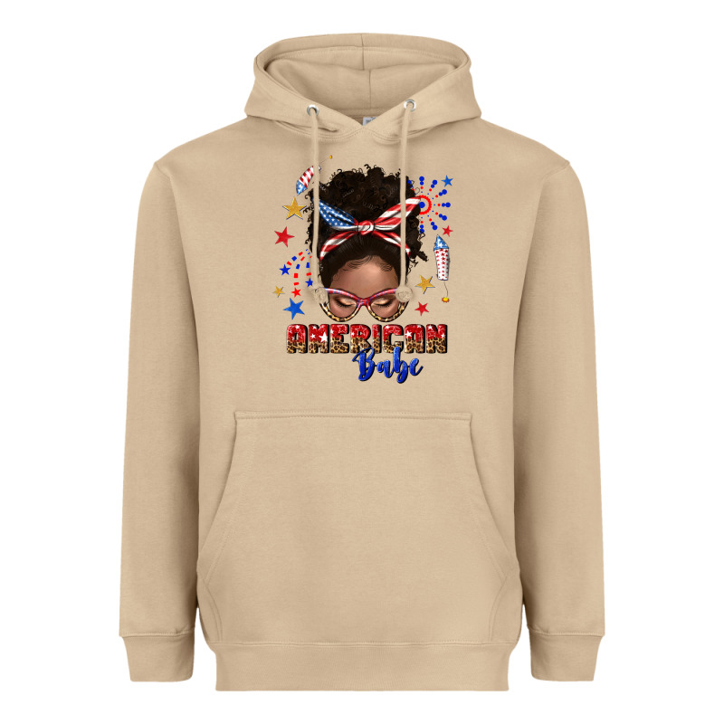 American Babe Afro Messy Bun Heavyweight Hoodie by texasbilliewilder | Teevron
