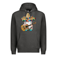 Charcoal Heather mexican gnomes guitar sombrero serape Premium Hoodie - Artiststas