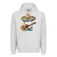 Dove Grey mexican gnomes guitar sombrero serape Premium Hoodie - Artiststas