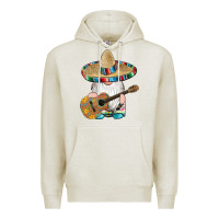 Oatmeal Heather mexican gnomes guitar sombrero serape Premium Hoodie - Artiststas
