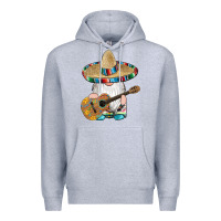 Heather Grey mexican gnomes guitar sombrero serape Premium Hoodie - Artiststas