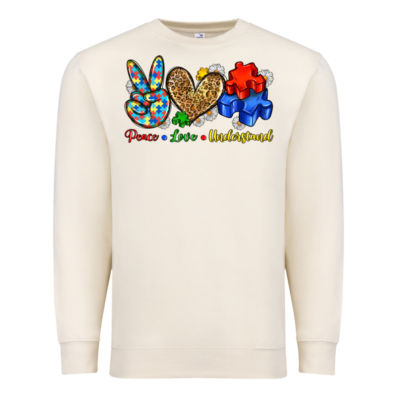 Peace Love Understand Premium Sweatshirt by Zillion Design Studio | Teevron