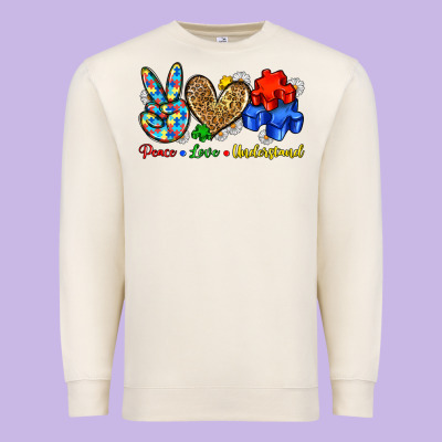 Peace Love Understand Premium Sweatshirt Designed By Zillion Design Studio