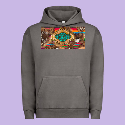 Western Gemstone And Leopard With Serape Licanse Plate Urban Hoodie Designed By Artiststas