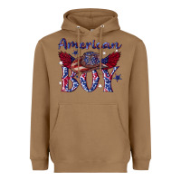 Toasted Coconut American boy with cowboy Heavyweight Hoodie - texasbilliewilder