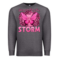Charcoal Heather Stronger Than The Storm Breast Cancer Premium Sweatshirt - texasbilliewilder