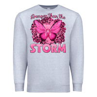 Heather Grey Stronger Than The Storm Breast Cancer Premium Sweatshirt - texasbilliewilder